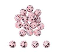 PATIKIL 15 Pcs Silicone Beads, 15mm Round Camouflage Beads for Beaded Keychain Making DIY Crafts Bracelets Beadable Pen Jewelry Making Supplies, Camo Pink