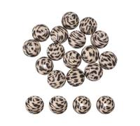 PATIKIL 15 Pcs Silicone Beads, 15mm Round Leopard Beads for Beaded Keychain Making DIY Crafts Bracelets Beadable Pen Jewelry Making Supplies, Black Spotted Leopard