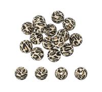 PATIKIL 15 Pcs Silicone Beads, 15mm Round Leopard Beads for Beaded Keychain Making DIY Crafts Bracelets Beadable Pen Jewelry Making Supplies, Golden Leopard