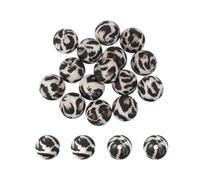 PATIKIL 15 Pcs Silicone Beads, 15mm Round Leopard Beads for Beaded Keychain Making DIY Crafts Bracelets Beadable Pen Jewelry Making Supplies, Black White Leopard