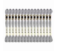 PATIKIL 15 Skeins Embroidery Floss, Solid Colors Polyester Embroidery Threads Friendship Bracelets String for Cross-Stitch Hand Embroidery, Gray