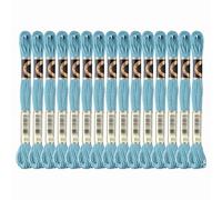 PATIKIL 15 Skeins Embroidery Floss, Solid Colors Polyester Embroidery Threads Friendship Bracelets String for Cross-Stitch Hand Embroidery, Pale Blue