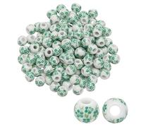 PATIKIL 150 Pcs Ceramic Beads for Jewelry Making, 8mm Flower Printed Porcelain Beads Handmade Glazing Beading Supplies for Earring Necklace Bracelets DIY Crafts, Green Orchid