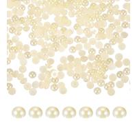 PATIKIL 1500 Pcs Beige Half Round Pearls Beads, 6mm ABS Flatback Rhinestones Pearls for Crafting Jewelry Making DIY Nail Art Clothes Wedding Art Decoration