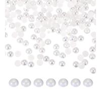 PATIKIL 1500 Pcs White AB Half Round Pearls Beads, 6mm ABS Flatback Rhinestones Pearls for Crafting Jewelry Making DIY Nail Art Clothes Wedding Art Decoration