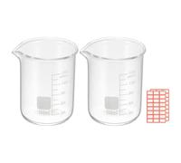 PATIKIL 150ml Glass Beaker, 2 Pack Measuring Glass Beaker Graduated Borosilicate Lab Cups Mug Low Form Heat Safe Transparent with Spout Label for Laboratory Science Kitchen Liquids