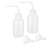 PATIKIL 150ml Wash Bottle, 2pcs Plastic Squeeze Bottle Narrow Mouth Bottle with Funnel Foam Bottle for Green Soap Cleaning Washing Irrigation, Clear