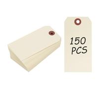 PATIKIL 150Pcs Blank Manilla Shipping Tags, 4 3/4 x 2 3/8 Inches Thick Offset Paper Hang Tags Price Gift Tags Label with Reinforced Eyelet Hole for Clothing Garage Yard Sale, Creamy Yellow