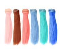 PATIKIL 15cm Hair Wefts, 6Pcs Soft Synthetic Straight Hair Wigs Hair Extensions Accessories for Making DIY Craft, Multicolor 4