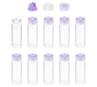 PATIKIL 15ml Clear Glass Sample Vials, 10Pcs Small Liquid Bottles with Locking Cap and Self-healing Injection Port for Essential Oil Sample Aromatherapy Fragrance Vials Travel, Purple