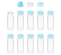 PATIKIL 15ml Clear Glass Sample Vials, 10Pcs Small Liquid Bottles with Locking Cap and Self-healing Injection Port for Essential Oil Sample Aromatherapy Fragrance Vials Travel, Blue
