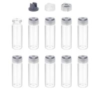 PATIKIL 15ml Clear Glass Sample Vials, 10Pcs Small Liquid Bottles with Locking Cap and Self-healing Injection Port for Essential Oil Sample Aromatherapy Fragrance Vials Travel, Gray