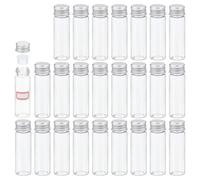 PATIKIL 15ml Clear Glass Vials, 25 Pack Small Liquid Sample Vial with Screw Caps Plastic Stoppers and 64 Labels Leak-Proof Bottles Empty Jars