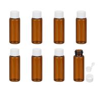 PATIKIL 15ml Essential Oil Bottles, 8 Pack Amber Glass Bottles with Orifice Reducer Sample Vial Slim Screw Cap Storage Vials Container, White