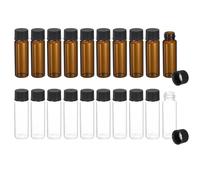 PATIKIL 15ml Glass Sample Vials, 20Pcs Sample Vials with Screw Cap Leak-Proof Liquid Glass Vial Suitable for Laboratory Storing Essential Oils Perfumes Reagents, Transparent/Brown