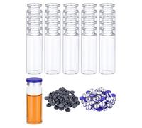 PATIKIL 15ml Glass Vials, 100pcs Glass Vial Small Glass Vials Empty Sample Bottle Mini Clear with Caps Seal Rubber Stopper Injection Port for Lab Injection Plants Essential Oil Transparent