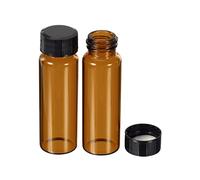 PATIKIL 15mL Reagent Media Bottle, 10 Pack Round Glass Storage Bottles Plastic Screw Cap for Lab Home, Brown