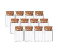 PATIKIL 15ml Test Tubes, 12pcs 1.57x1.18 Glass Clear Flat Bottom Test Tube Containers with Cork Stopper for Bead Party Candy Bath Salt Storage Scientific Experiment Plant Propagation