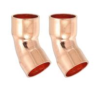 PATIKIL 15mm 1mm Thick Elbow Copper Fitting, 2Pcs 99.9% Pure Copper Pipe Fitting 45 Degree Short Radius Tube Connector Sweat Solder for HVAC Refrigeration System