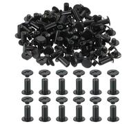 PATIKIL 15mm Chicago Screws Leather Rivets, 120 Set Leather Rivets Nail Stud Screws Bolt Assorted Kit for DIY Leather Craft Bookbinding Decorate Repair Belt Bag Clothing, Black
