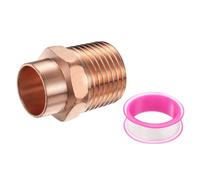 PATIKIL 15mm ID x 1/2" G Male Adapter Fitting, with C x m Connection Copper Pipe Adapter Fittings Threaded Tubing Connectors for HVAC Residential Commercial