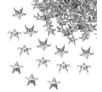 PATIKIL 15mm Metal Studs Spots 100Pcs Star Claw Beads Nailhead Rivets Spike Studs for Leather Craft Clothes Belt Bag Shoes, Silver
