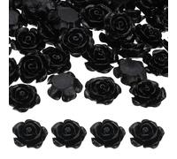 PATIKIL 15mm Resin Rose Flatback Charms, 30 Pcs Mini Undrilled Flatback Embellishment Flower Gems Bead Decoden Charm Bulk for DIY Craft Jewelry Making Nail Phone Case, Black