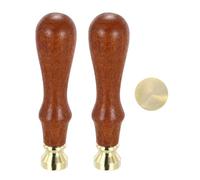 PATIKIL 15mm Round Blank Wax Seal Stamp, 2 Pack Removable Brass Head Without Carving Wooden Handle for Envelope Invitation Wine Packing Gift Wrapping