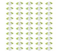 PATIKIL 15mm Tiny Satin Ribbon Rose, 50 Pcs Fabric Flowers Embellishments Rosettes Applique with Green Leaves for DIY Crafts Wedding Decor, White