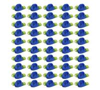 PATIKIL 15mm Tiny Satin Ribbon Rose, 50 Pcs Fabric Flowers Embellishments Rosettes Applique with Green Leaves for DIY Crafts Wedding Decor, Dark Blue