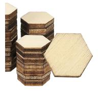 PATIKIL 15mm Wood Pieces, 100 Pack Unfinished Hexagonal Wood Shapes Blank Wooden Cutouts Ornaments Natural for Christmas Party Craft Projects