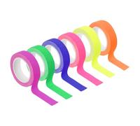 PATIKIL 15mm x 5m Neon Gaffer Cloth Tape, 6 Roll Rainbow Colors Fluorescent Blacklight Reactive Glow in the Dark Tape for Dance Floors Glow Party Supplies