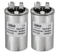 PATIKIL 15uF 15MDF 370/440VAC Fan Start Capacitor,2Pcs CBB65 Circular Run Capacitor for Air Conditioner Cool Heat Pump Condenser Straight