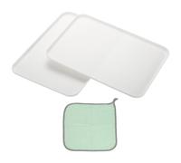 PATIKIL 15x10.6 Plastic Tray, 2 Pack Rectangular Plates Food Tray Wheat Plates Dishes Reusable Dessert Plate Trays with Cloth for Cake Fruits Salad Cupcake Steak Serving White