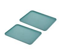 PATIKIL 15x11" Fast Food Tray, 2 Pack PP Plastic Reusable Multi-Purpose Non-Slip Rectangle Serving Tray for Cafeteria Restaurant Home Kitchen, Dark Green
