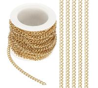 PATIKIL 16.4Ft Aluminium Curb Chains Twisted Links, 5x3.5mm Curb Chain Spool Jewelry Making Chains Craft Chain for Necklace Bracelet Earring, Gold