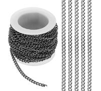 PATIKIL 16.4Ft Aluminium Curb Chains Twisted Links, 5x3.5mm Curb Chain Spool Jewelry Making Chains Craft Chain for Necklace Bracelet Earring, Black