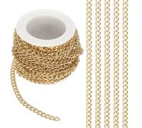 PATIKIL 16.4Ft Aluminium Curb Chains Twisted Links, 6x4.5mm Curb Chain Spool Jewelry Making Chains Craft Chain for Necklace Bracelet Earring, Gold