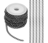 PATIKIL 16.4Ft Aluminium Curb Chains Twisted Links, 6x4.5mm Curb Chain Spool Jewelry Making Chains Craft Chain for Necklace Bracelet Earring, Black