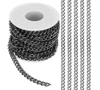PATIKIL 16.4Ft Aluminium Curb Chains Twisted Links, 7.5x5.5mm Curb Chain Spool Jewelry Making Chains Craft Chain for Necklace Bracelet Earring, Black