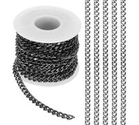 PATIKIL 16.4Ft Aluminium Curb Chains Twisted Links, 7x5mm Curb Chain Spool Jewelry Making Chains Craft Chain for Necklace Bracelet Earring, Black