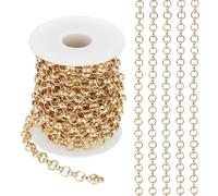 PATIKIL 16.4Ft Gold Circle Link Chain, 8mm Iron Jewelry Making Links, 5Meters/16.4Feet