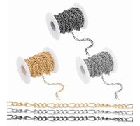 PATIKIL 16.4Ft Gold Tone/Silver Tone/Black Link Chain Roll for Jewelry Making, 3Pcs 4.5mm Wide Aluminum Twisted Link Chain Bulk for Jewelry Making DIY Craft Supplies Necklaces Bracelets