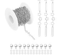 PATIKIL 16.4Ft Hollow Stars Clip Chain Roll, Jewelry Making Chain Links Bulk with Lobster Claps Jump Rings for Jewelry Making Findings DIY Craft Necklace Bracelets, White