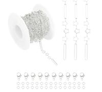 PATIKIL 16.4Ft Hollow Stars Clip Chain Roll, Jewelry Making Chain Links Bulk with Lobster Claps Jump Rings for Jewelry Making Findings DIY Craft Necklace Bracelets, Silver Tone