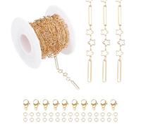 PATIKIL 16.4Ft Hollow Stars Clip Chain Roll, Jewelry Making Chain Links Bulk with Lobster Claps Jump Rings for Jewelry Making Findings DIY Craft Necklace Bracelets, Rose Gold