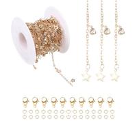 PATIKIL 16.4Ft Hollow Stars Rhinestone Chain Roll, Jewelry Making Chain Links Bulk with Lobster Claps Jump Rings for Jewelry Making Findings DIY Craft Necklace Bracelets, Rose Gold