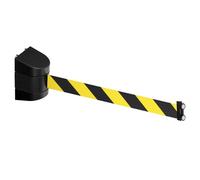 PATIKIL 16.4Ft Magnetic Wall Mount Retractable Belt Barrier, Fixed Crowd Control Barrier Rope Black Yellow Belt with Black ABS Case for Queue Line Divider Grocery Retail Store Stadium