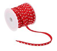 PATIKIL 16.4ft Studded Faux Suede Cord Rope for Jewelry Making, 5mm Micro Fibre Flat Leather Lace Beading String Ribbon with Rivets, Red Silver
