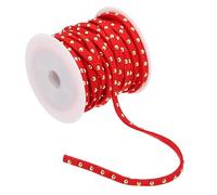 PATIKIL 16.4ft Studded Faux Suede Cord Rope for Jewelry Making, 5mm Micro Fibre Flat Leather Lace Beading String Ribbon with Rivets, Red Golden